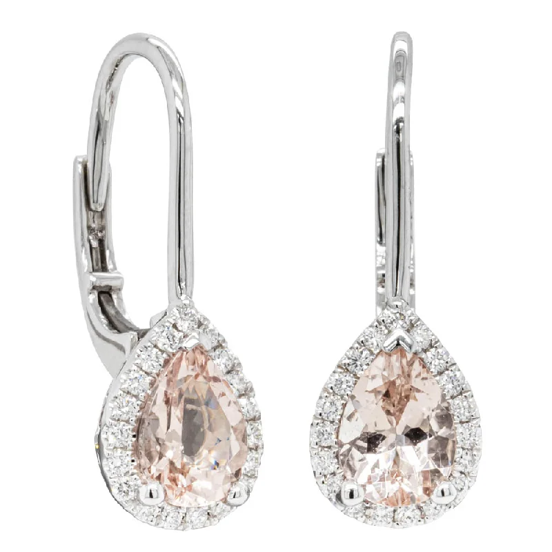 bridal earrings for women -18ct White Gold 1.34ct Morganite & Diamond Mini Sierra Earrings