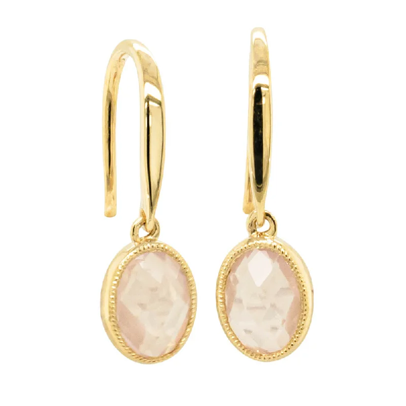 trendy earrings for women -9ct Yellow Gold Rose Quartz Rosehip Earrings