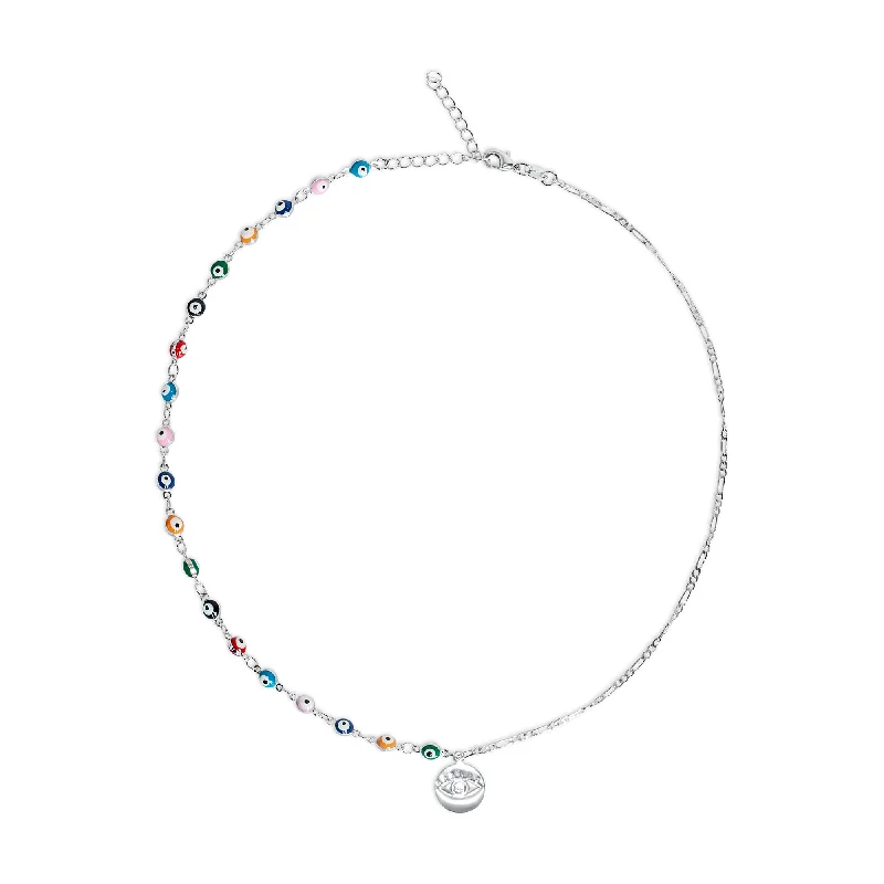 creative design necklaces for women -The Multi Color Full Evil Eye Charm Necklace