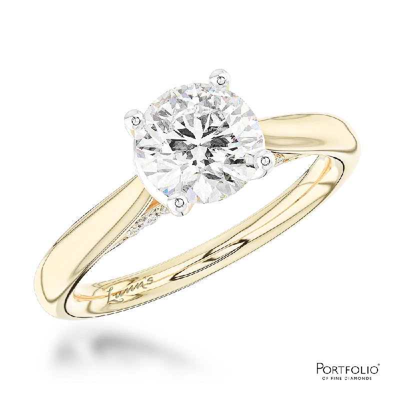 stackable rings for women -Solitaire 1.20ct G SI1 Diamond Yellow Gold/Platinum Ring