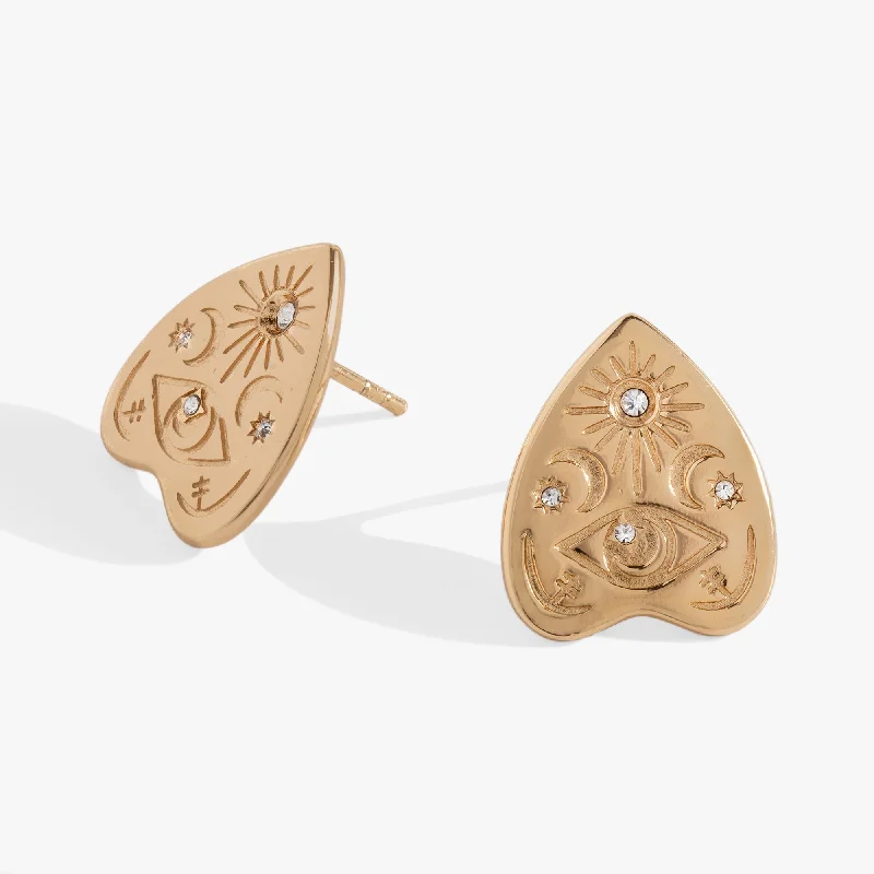 gold stud earrings for women -Divination Statement Stud