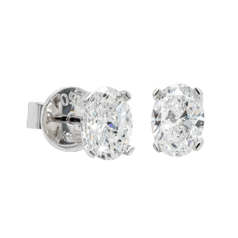 hoop earrings for women -18ct White Gold 2.01ct Oval Cut Diamond Blossom Stud Earrings