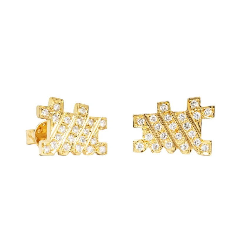 bridal earrings for women -Deja Vu 18ct Yellow Gold Diamond Stud Earrings