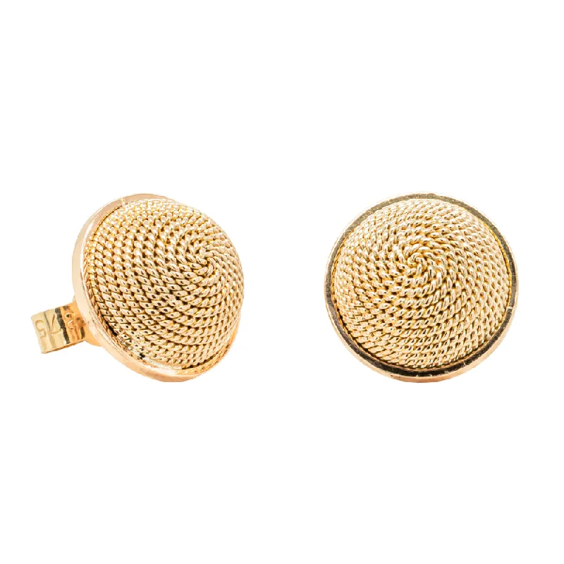 custom-designed hoop earrings -Deja Vu 11ct Yellow Gold Dome Studs