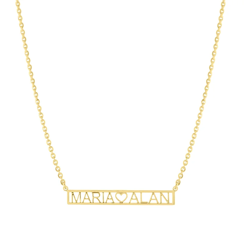 trendy gold necklaces for women -Gold Couple Nameplate