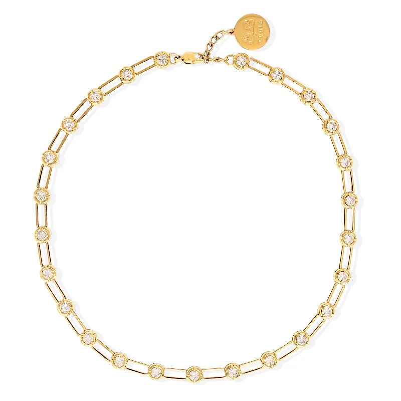 minimalist gold necklaces for women -OLYMPIA Necklace - Gold with CZ