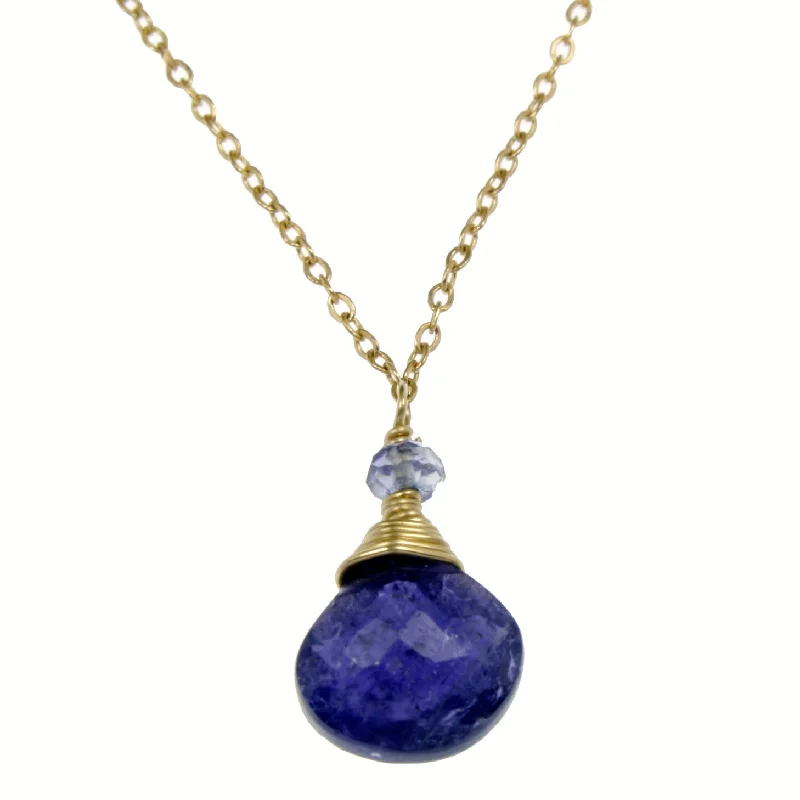 women’s elegant silver necklaces -Iolite One Drop Necklace