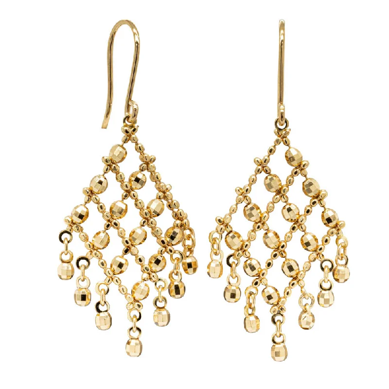 silver earrings for women -18ct Yellow Gold Mai Tai Faceted Bead Drop Earrings