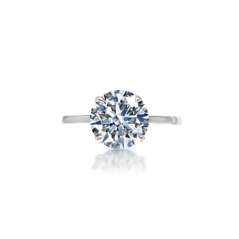 luxury rings for engagement -Leura 2 Carat G VS1 Round Brilliant Diamond Solitaire Engagement Ring in 14k White Gold