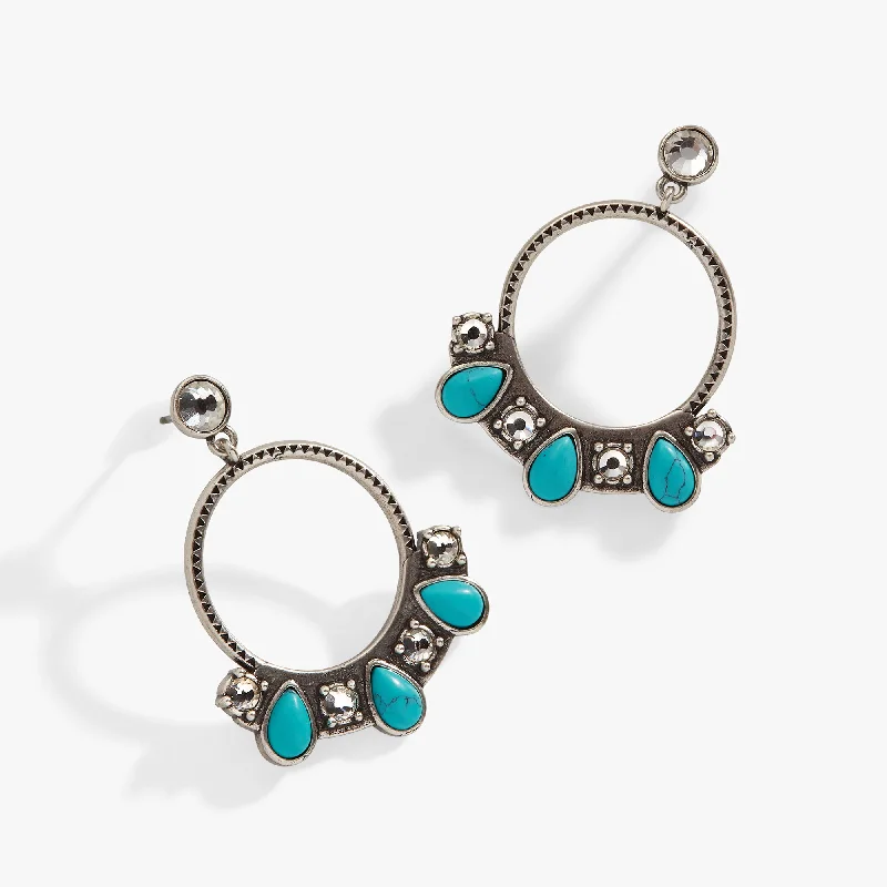 classic gold hoop earrings -Turquoise and Crystal Hoop Earrings