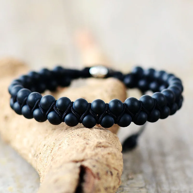 pearl bracelets for women -Black Agate Grounding Bracelet