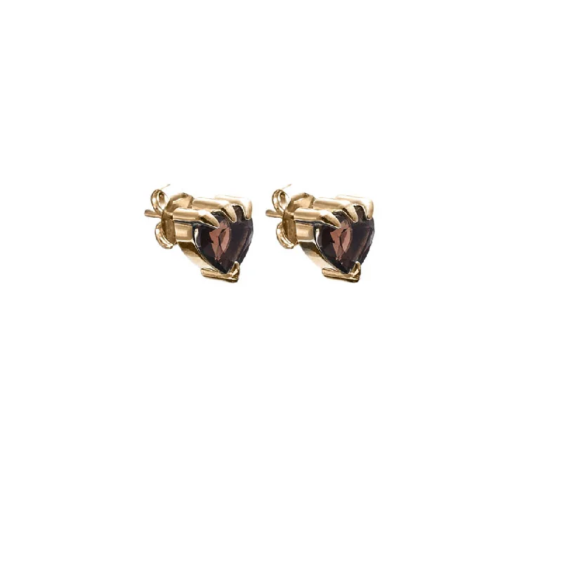 simple stud earrings for women -Stolen Girlfriends Club Talon Stud Earrings - Gold Plated & Espresso Quartz