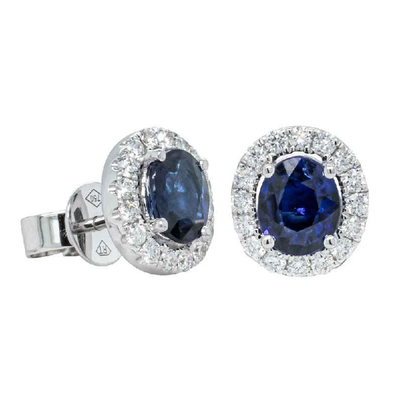 gold plated earrings -18ct White Gold 1.43ct Sapphire & Diamond Earrings