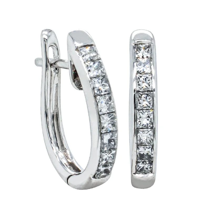 luxury earrings for women -Deja Vu 18ct White Gold Diamond Huggie Earrings